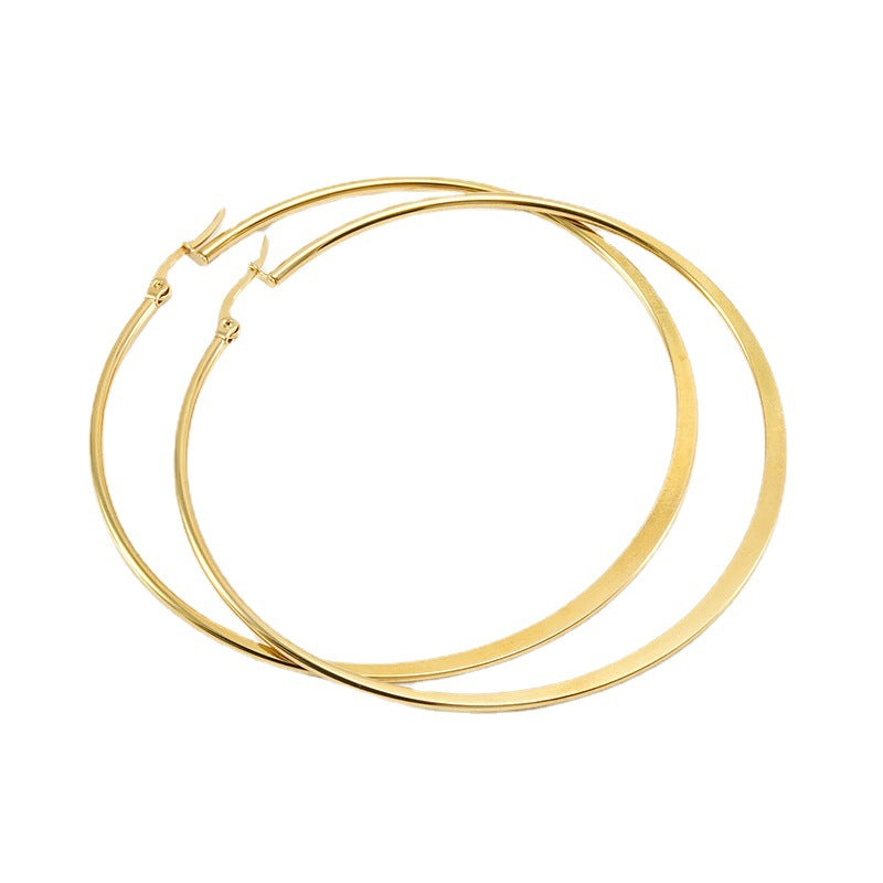 Titanium Steel Flattened Ear Wire Clip Earrings For Women