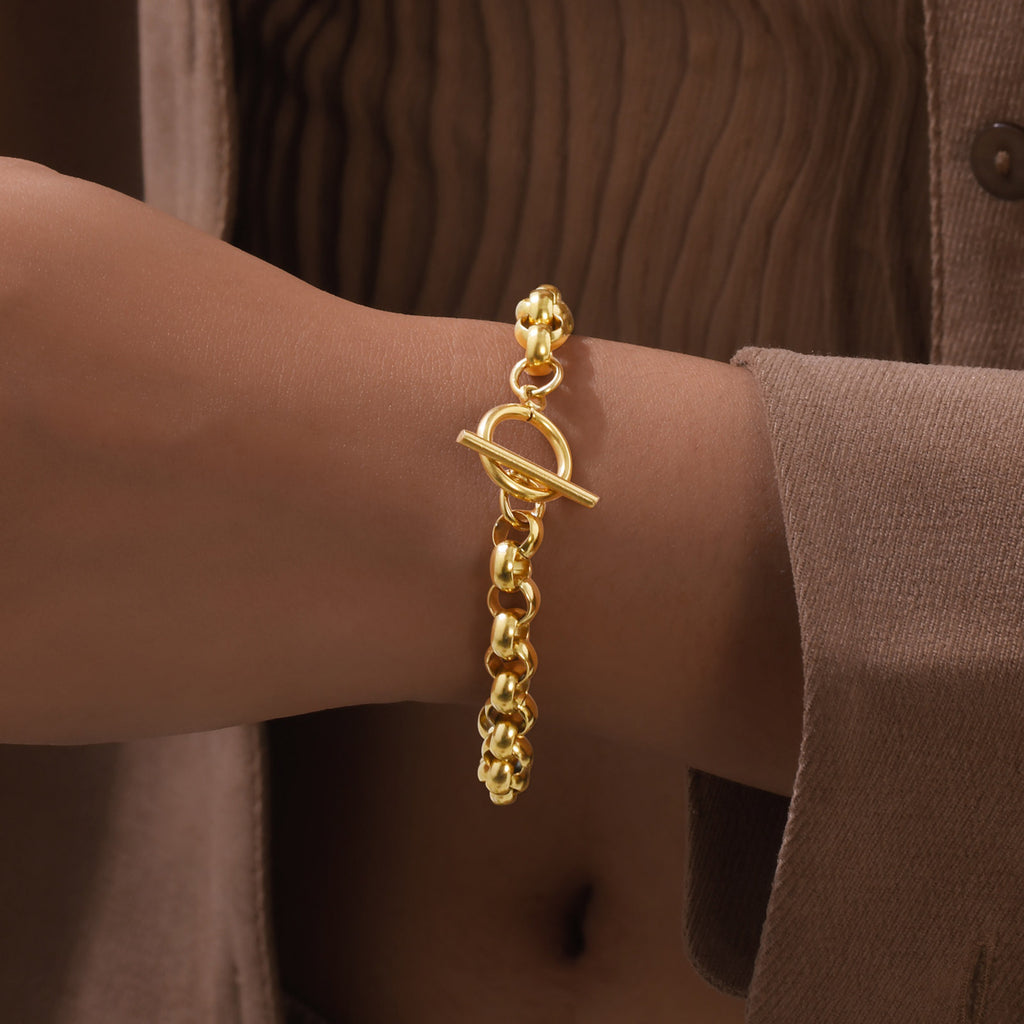 Fashionable Stainless Steel Round Pearl Chain Bracelet