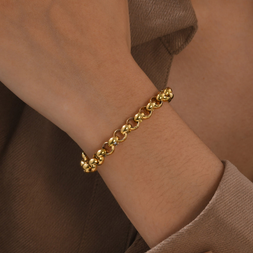 Fashionable Stainless Steel Round Pearl Chain Bracelet