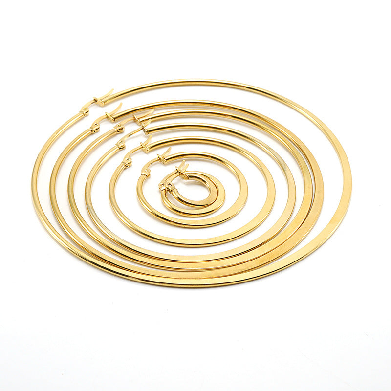 Titanium Steel Flattened Ear Wire Clip Earrings For Women