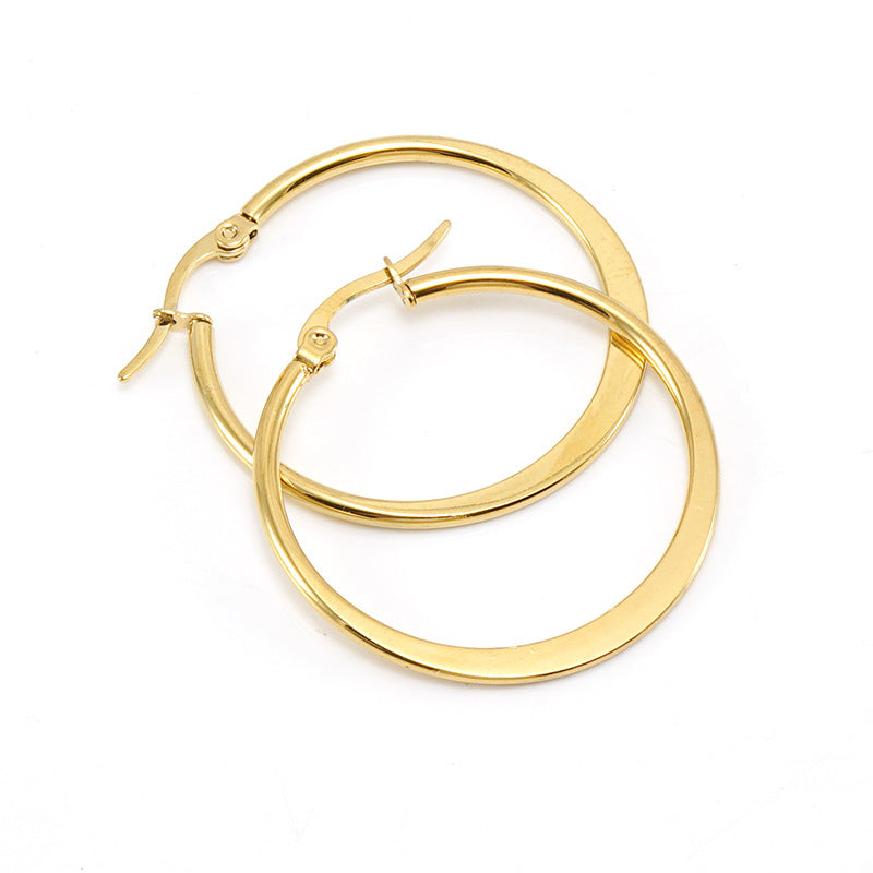 Titanium Steel Flattened Ear Wire Clip Earrings For Women