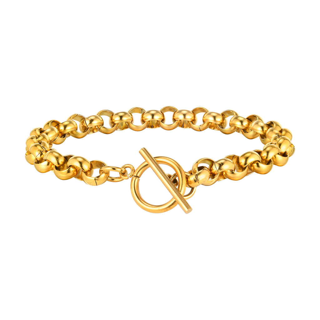 Fashionable Stainless Steel Round Pearl Chain Bracelet