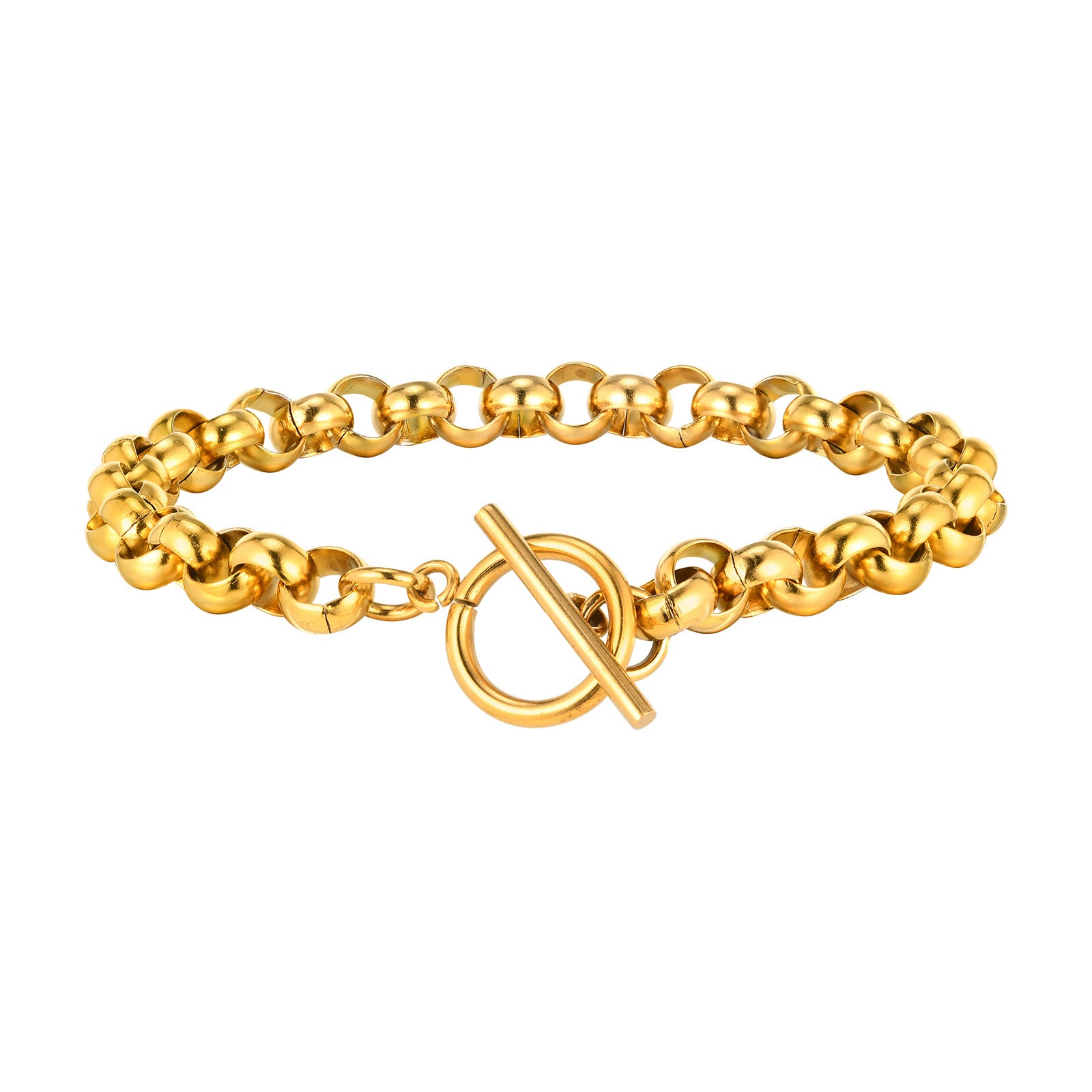 Fashionable Stainless Steel Round Pearl Chain Bracelet