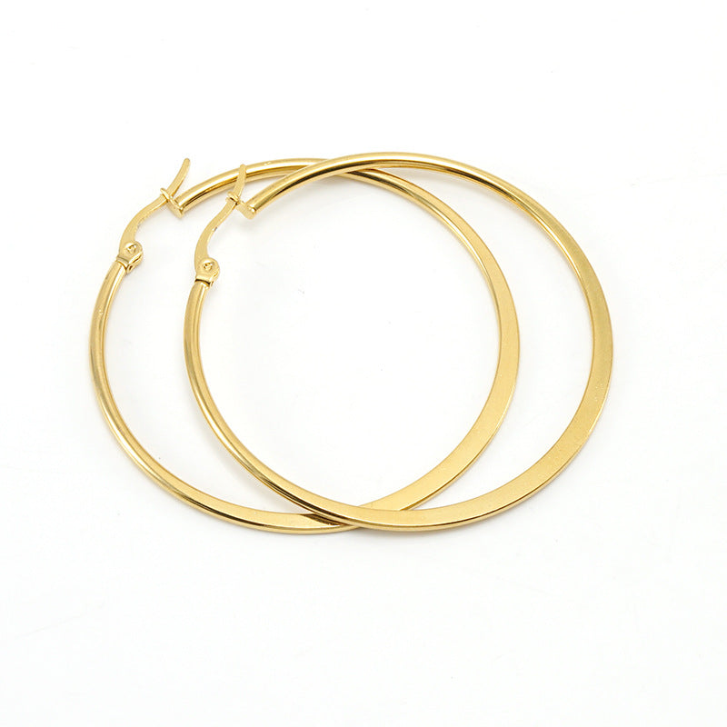Titanium Steel Flattened Ear Wire Clip Earrings For Women